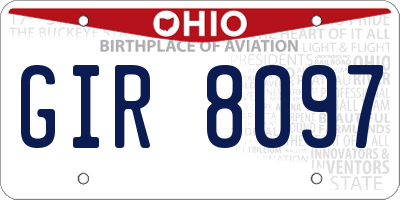 OH license plate GIR8097