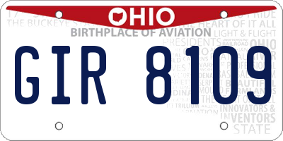 OH license plate GIR8109