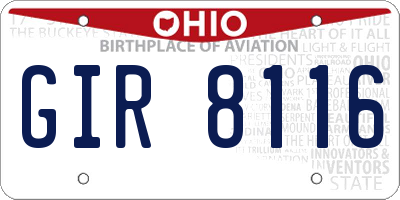 OH license plate GIR8116