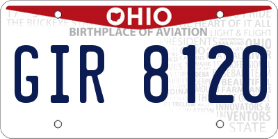 OH license plate GIR8120