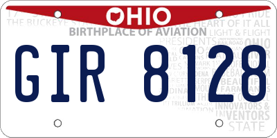 OH license plate GIR8128