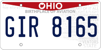 OH license plate GIR8165