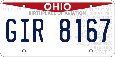 OH license plate GIR8167