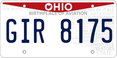 OH license plate GIR8175