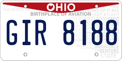 OH license plate GIR8188