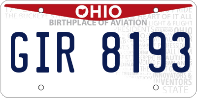 OH license plate GIR8193