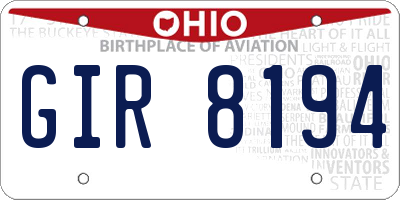 OH license plate GIR8194
