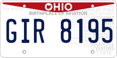 OH license plate GIR8195