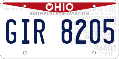 OH license plate GIR8205