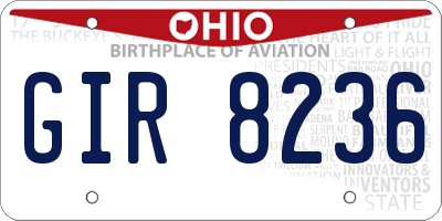 OH license plate GIR8236