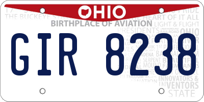 OH license plate GIR8238