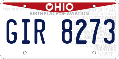 OH license plate GIR8273