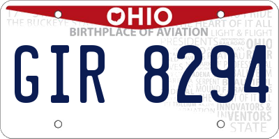 OH license plate GIR8294