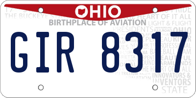 OH license plate GIR8317