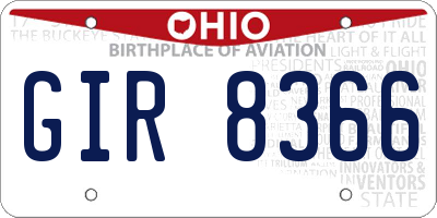 OH license plate GIR8366