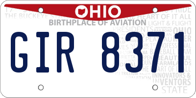 OH license plate GIR8371