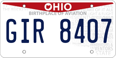 OH license plate GIR8407