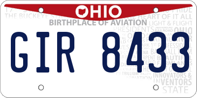 OH license plate GIR8433