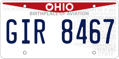 OH license plate GIR8467