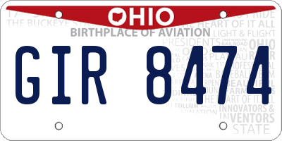 OH license plate GIR8474