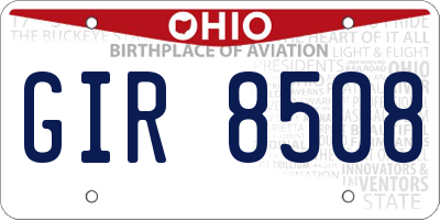 OH license plate GIR8508