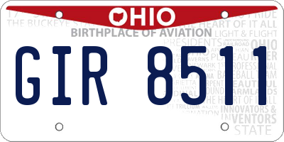 OH license plate GIR8511