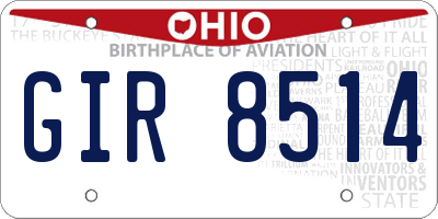 OH license plate GIR8514