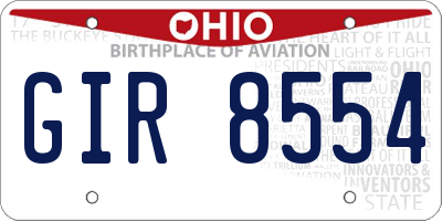 OH license plate GIR8554