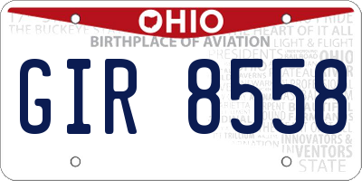 OH license plate GIR8558