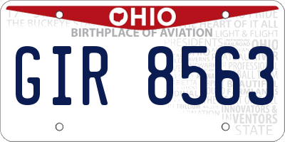 OH license plate GIR8563