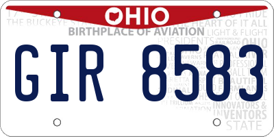 OH license plate GIR8583