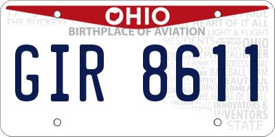 OH license plate GIR8611
