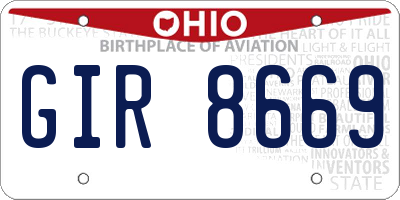 OH license plate GIR8669