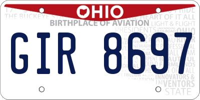 OH license plate GIR8697