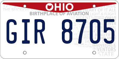 OH license plate GIR8705