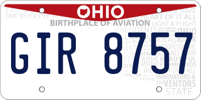 OH license plate GIR8757