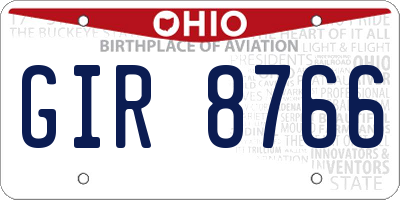 OH license plate GIR8766