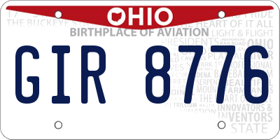 OH license plate GIR8776