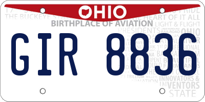 OH license plate GIR8836