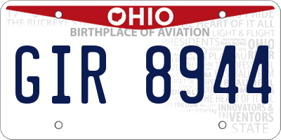 OH license plate GIR8944