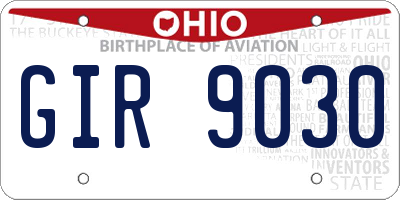 OH license plate GIR9030