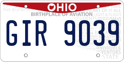 OH license plate GIR9039