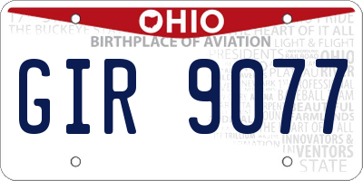 OH license plate GIR9077