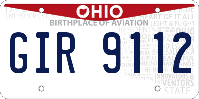 OH license plate GIR9112
