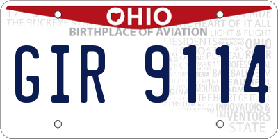 OH license plate GIR9114