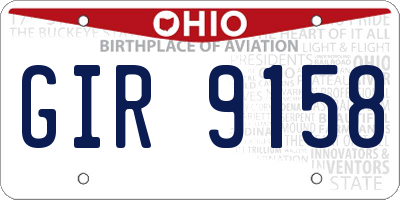 OH license plate GIR9158