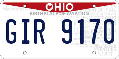 OH license plate GIR9170