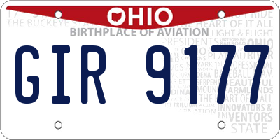 OH license plate GIR9177
