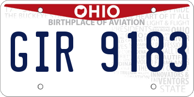 OH license plate GIR9183