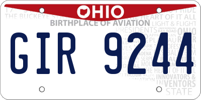 OH license plate GIR9244